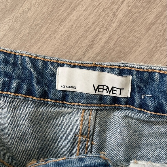 vervet high waisted distressed denim blue shorts - Picture 4 of 5